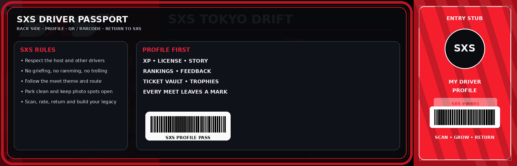 SXS event ticket back preview